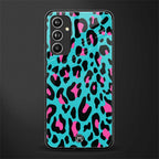 blue leopard fur back phone cover | glass case for samsung galaxy a54 5g