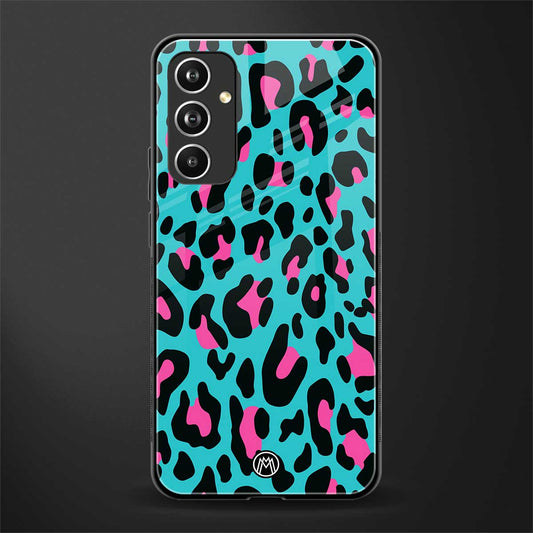 blue leopard fur back phone cover | glass case for samsung galaxy a54 5g