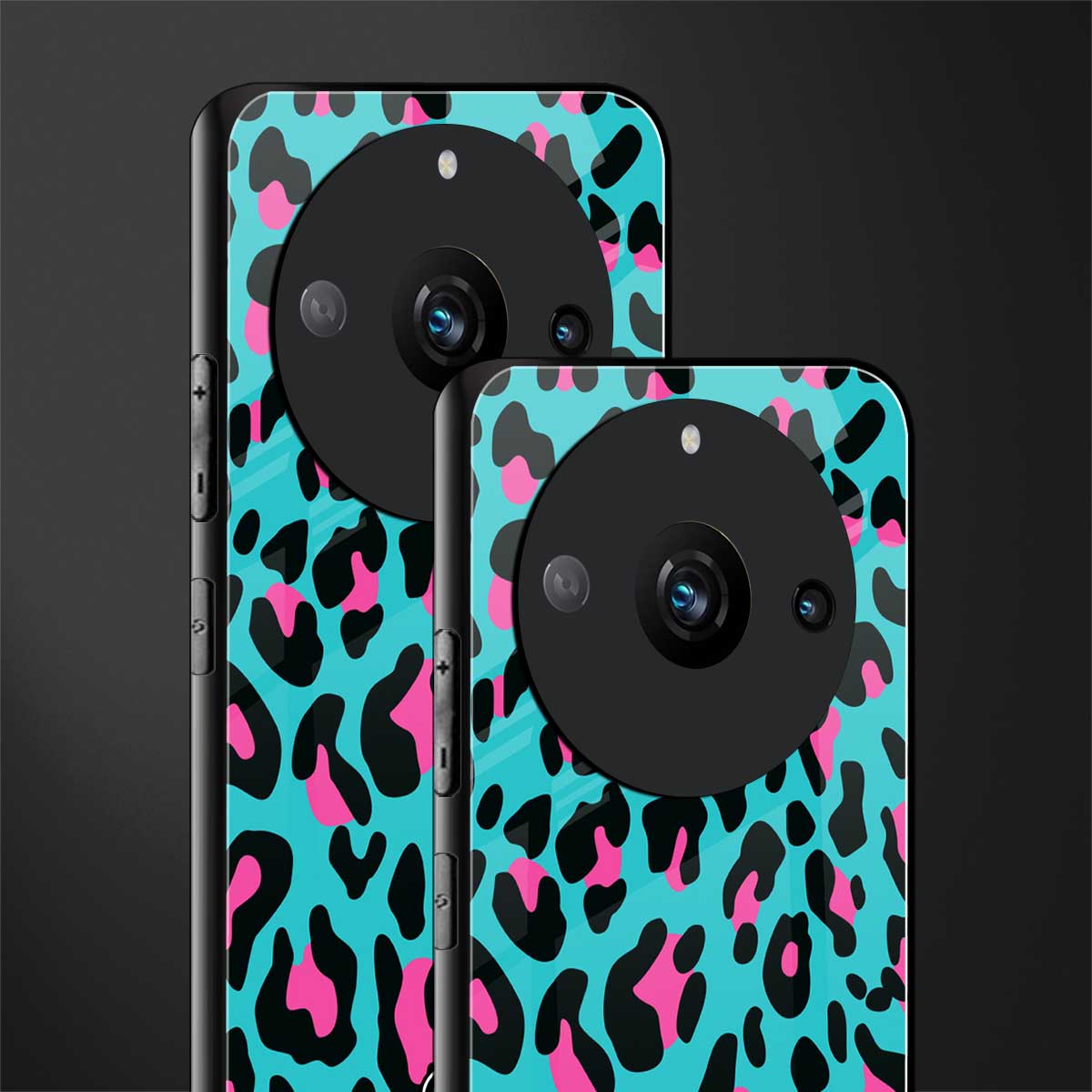 blue leopard fur back phone cover | glass case for realme 11 pro 5g