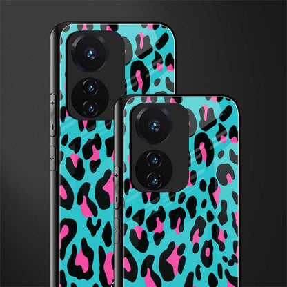 blue leopard fur back phone cover | glass case for vivo t1 44w 4g