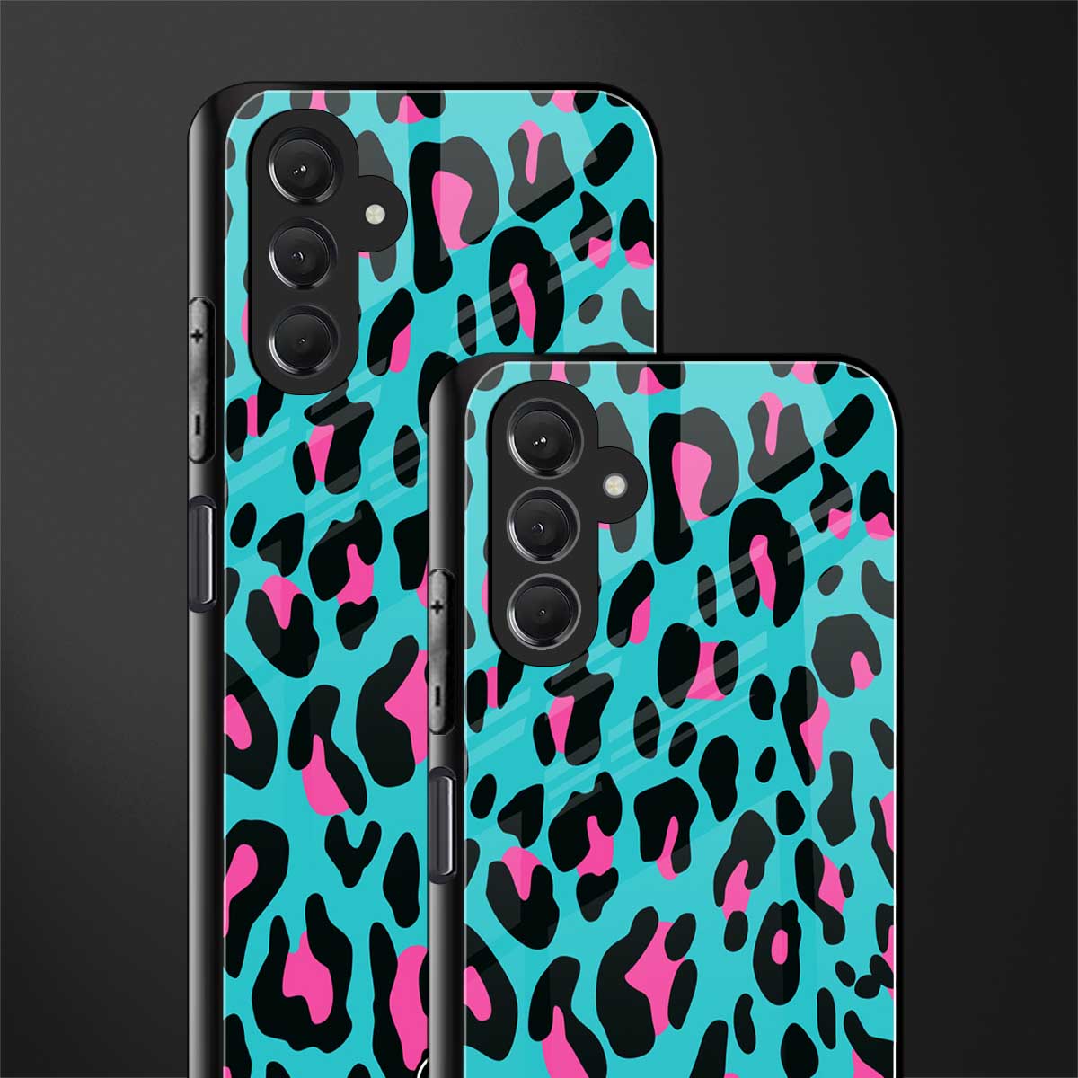 blue leopard fur back phone cover | glass case for samsun galaxy a24 4g