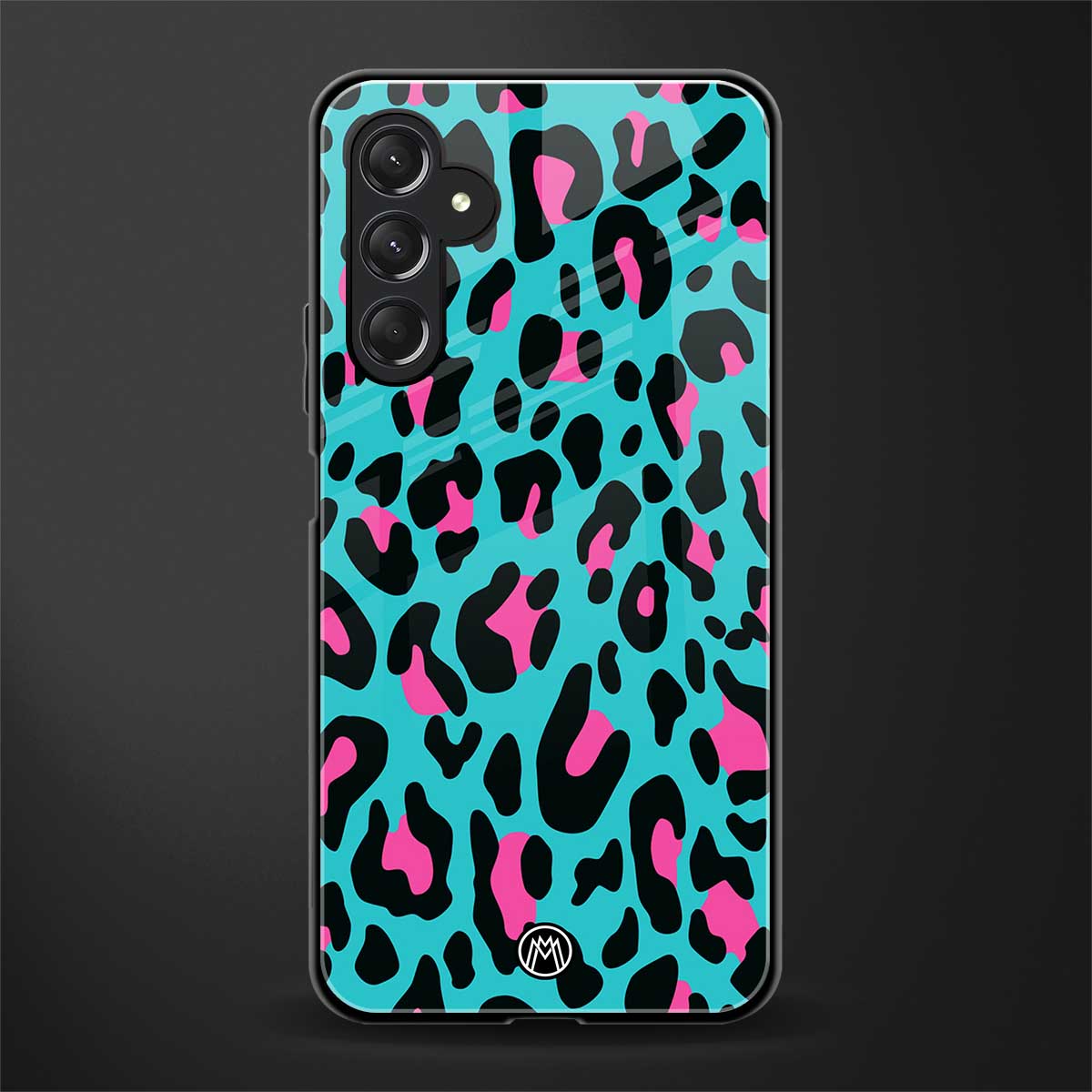 blue leopard fur back phone cover | glass case for samsun galaxy a24 4g