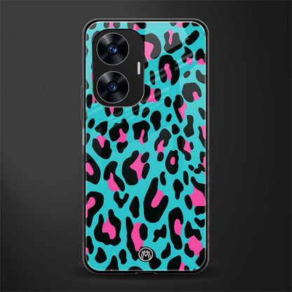 blue leopard fur back phone cover | glass case for realme c55