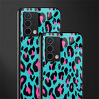 blue leopard fur back phone cover | glass case for oppo a74 4g