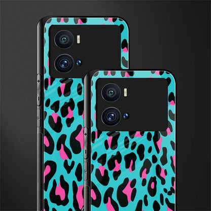 blue leopard fur back phone cover | glass case for iQOO 9 Pro