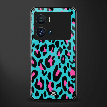 blue leopard fur back phone cover | glass case for iQOO 9 Pro