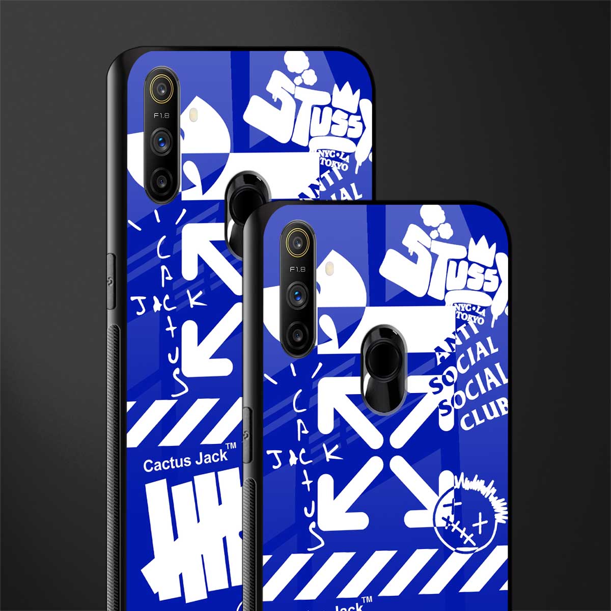 blue travis scott x anti social social club glass case for realme narzo 10a image-2