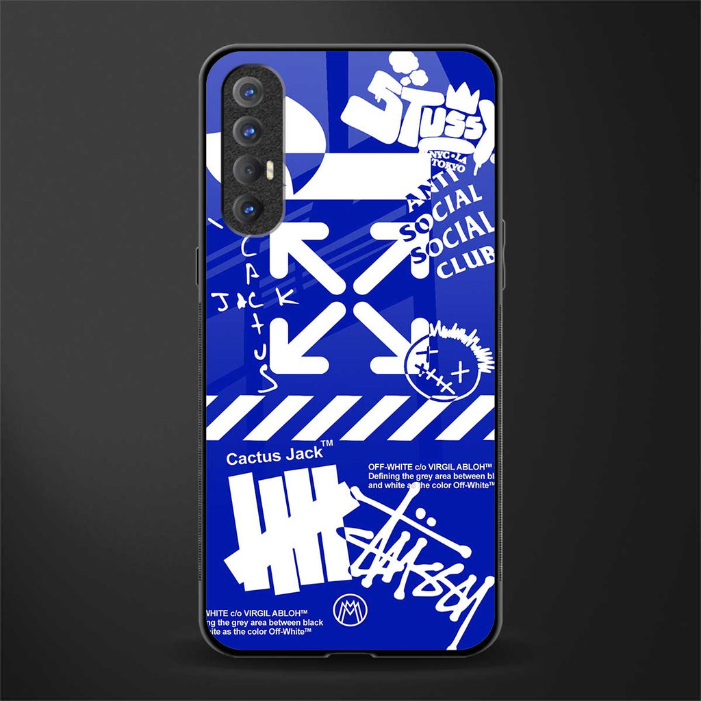 blue travis scott x anti social social club glass case for oppo reno 3 pro image