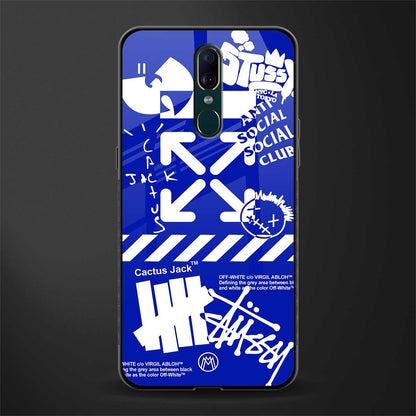 blue travis scott x anti social social club glass case for oppo a9 image
