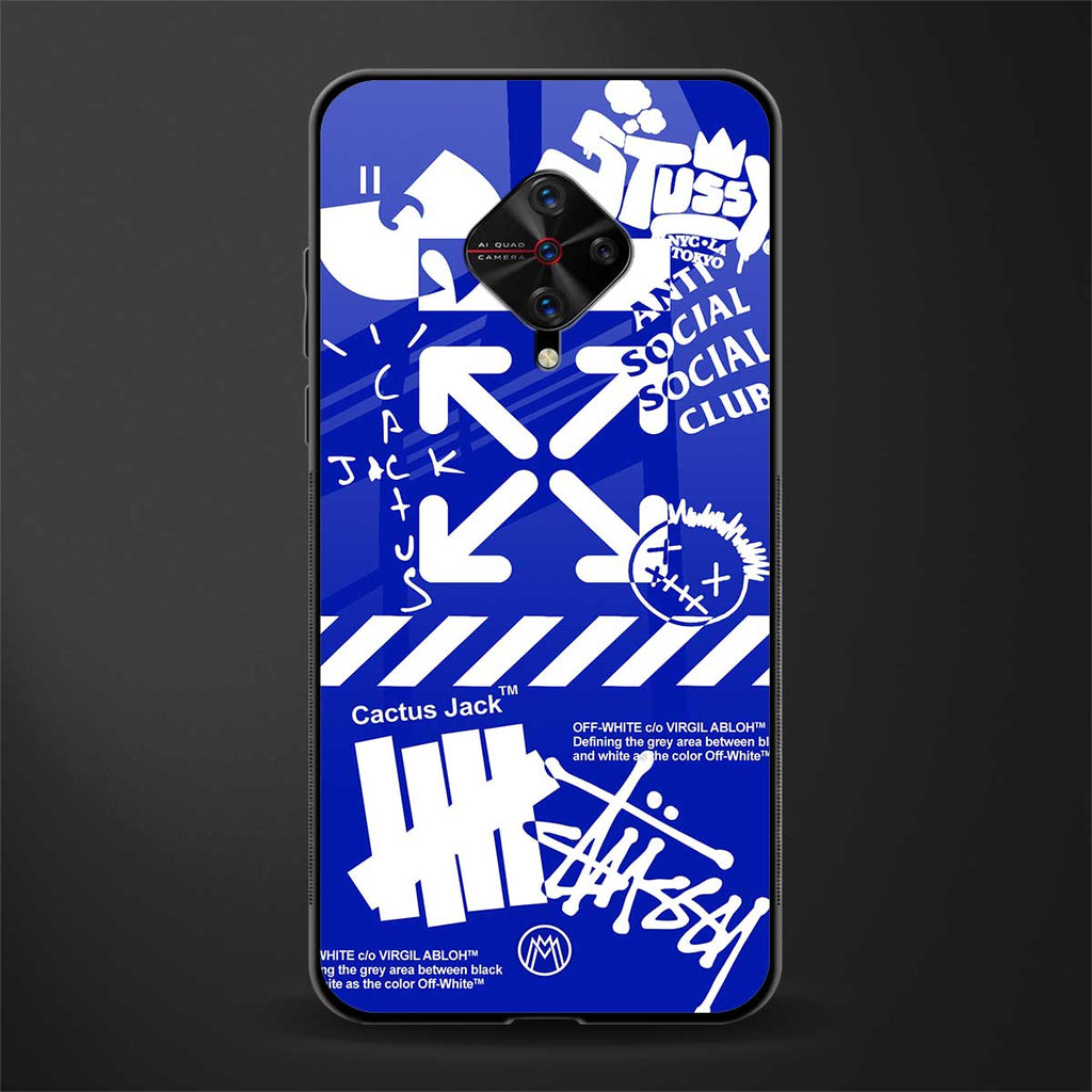 blue travis scott x anti social social club glass case for vivo s1 pro image