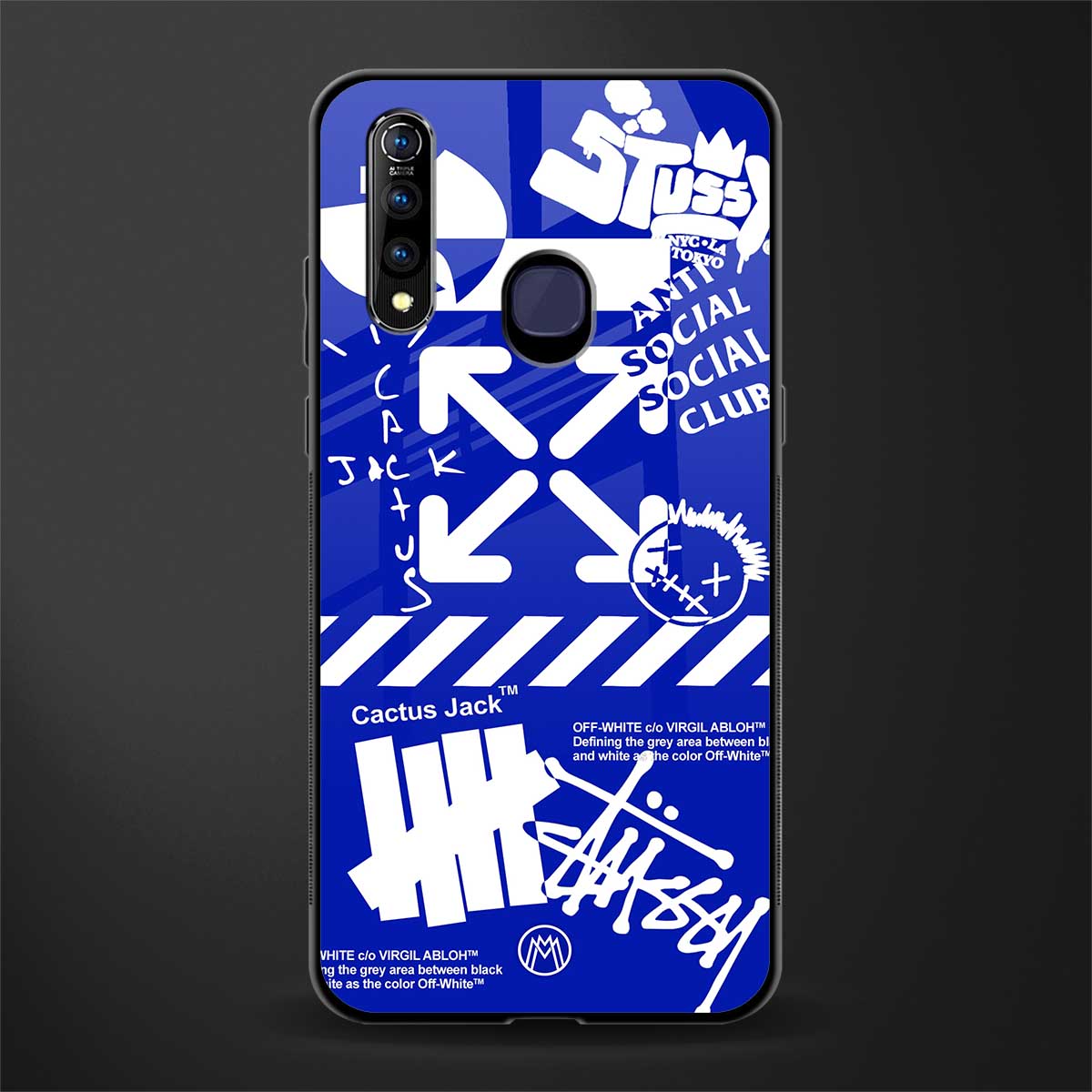 blue travis scott x anti social social club glass case for vivo z1 pro image