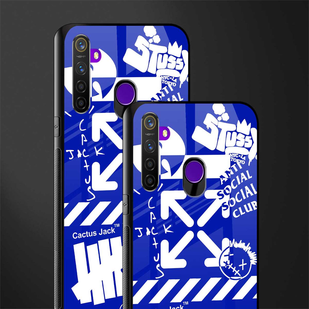 blue travis scott x anti social social club glass case for realme 5 image-2