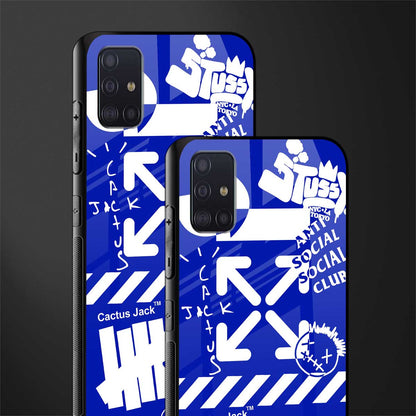 blue travis scott x anti social social club glass case for samsung galaxy a71 image-2