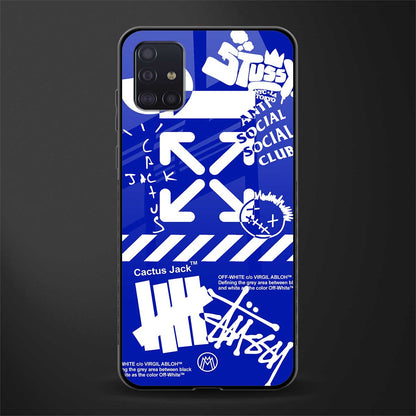 blue travis scott x anti social social club glass case for samsung galaxy a71 image