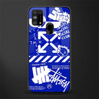 blue travis scott x anti social social club glass case for samsung galaxy m31 prime edition image