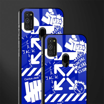 blue travis scott x anti social social club glass case for samsung galaxy m21 image-2