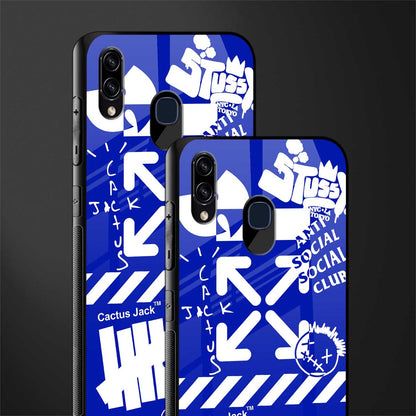 blue travis scott x anti social social club glass case for samsung galaxy a20 image-2