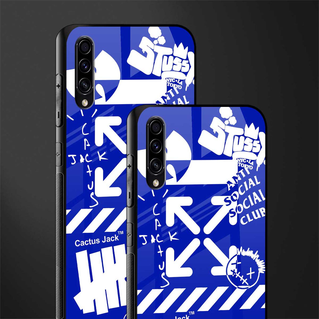 blue travis scott x anti social social club glass case for samsung galaxy a70s image-2