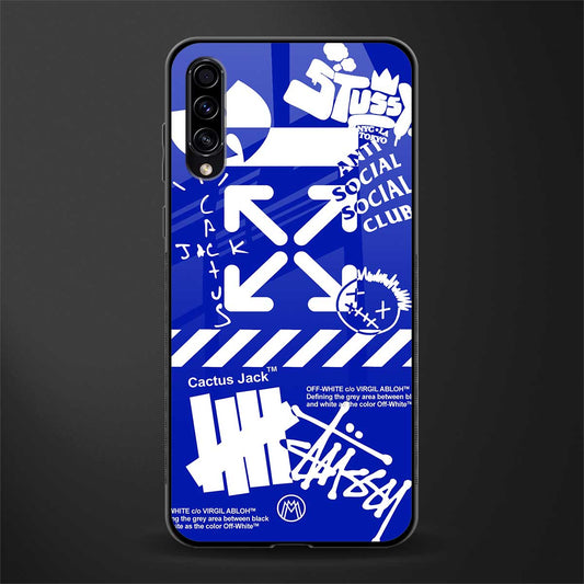 blue travis scott x anti social social club glass case for samsung galaxy a70 image