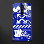 blue travis scott x anti social social club glass case for redmi note 8 pro image