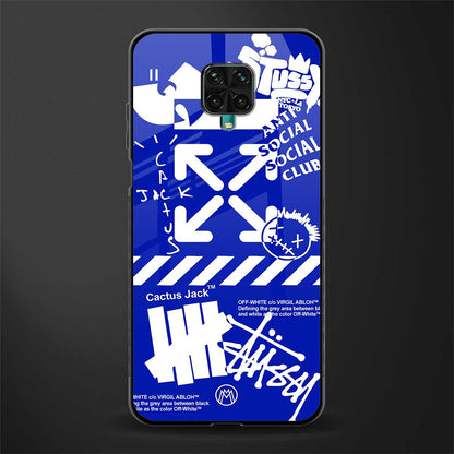 blue travis scott x anti social social club glass case for redmi note 9 pro max image