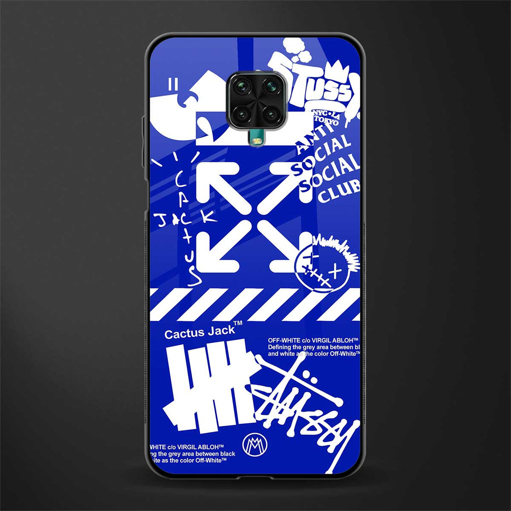 blue travis scott x anti social social club glass case for redmi note 9 pro image