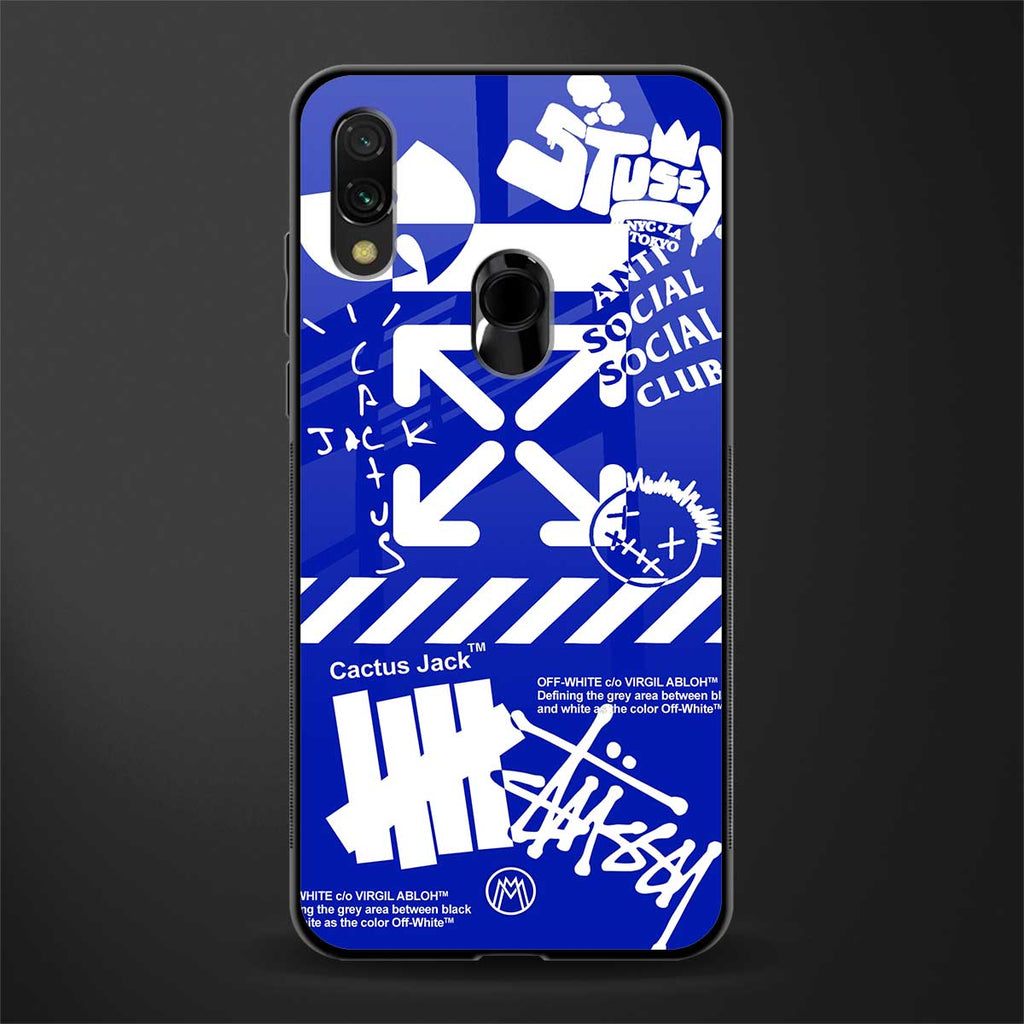 blue travis scott x anti social social club glass case for redmi note 7 image