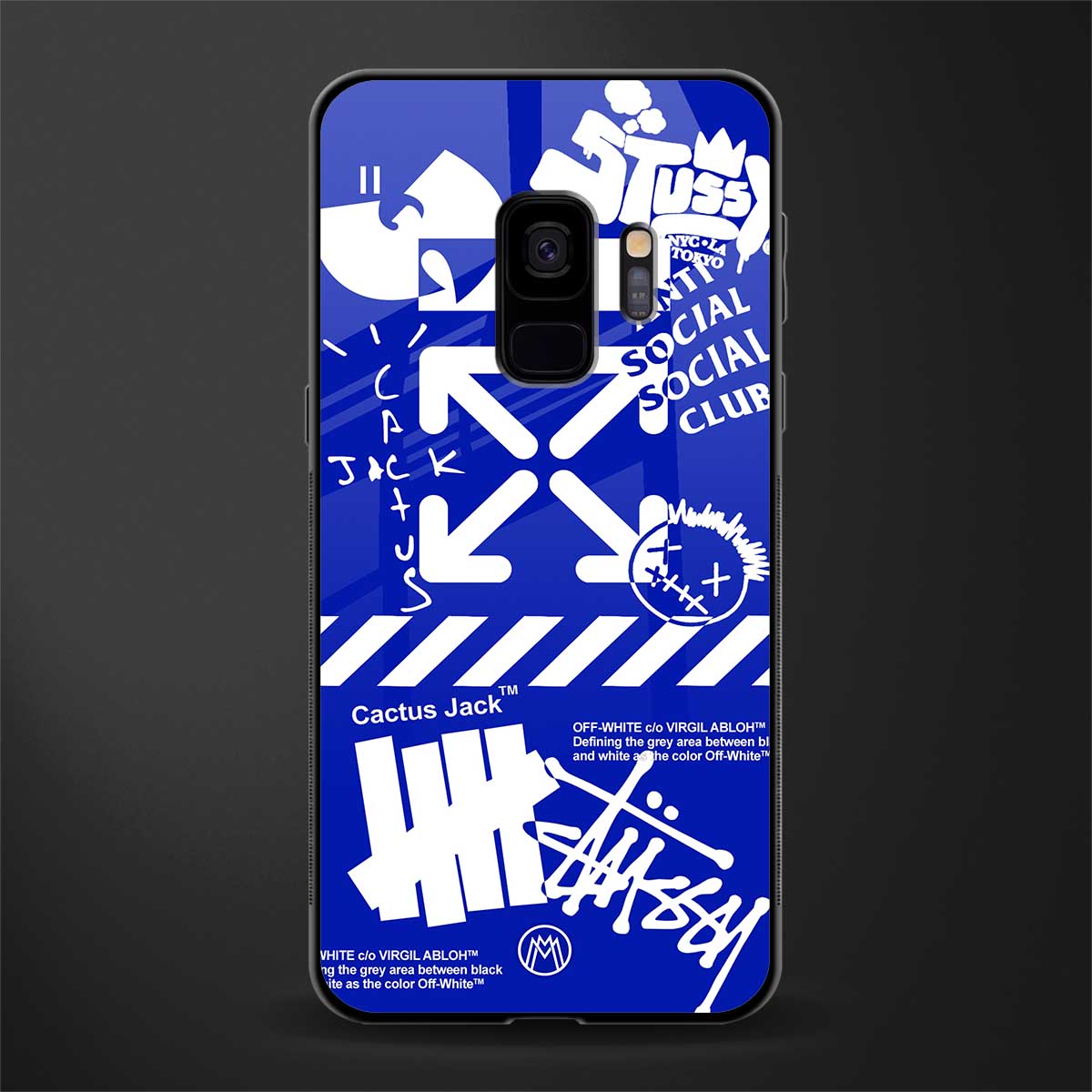 blue travis scott x anti social social club glass case for samsung galaxy s9 image