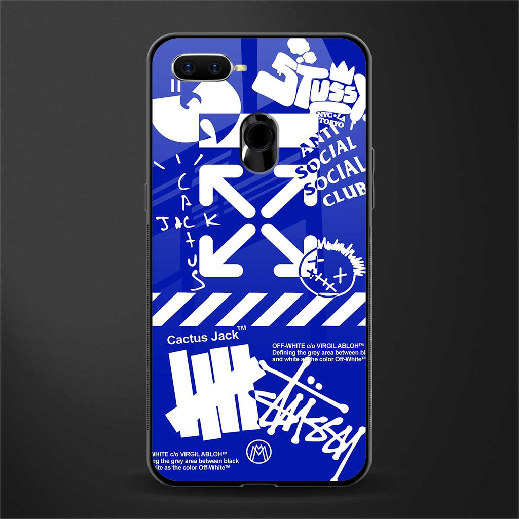 blue travis scott x anti social social club glass case for oppo a7 image