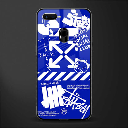 blue travis scott x anti social social club glass case for oppo a12 image