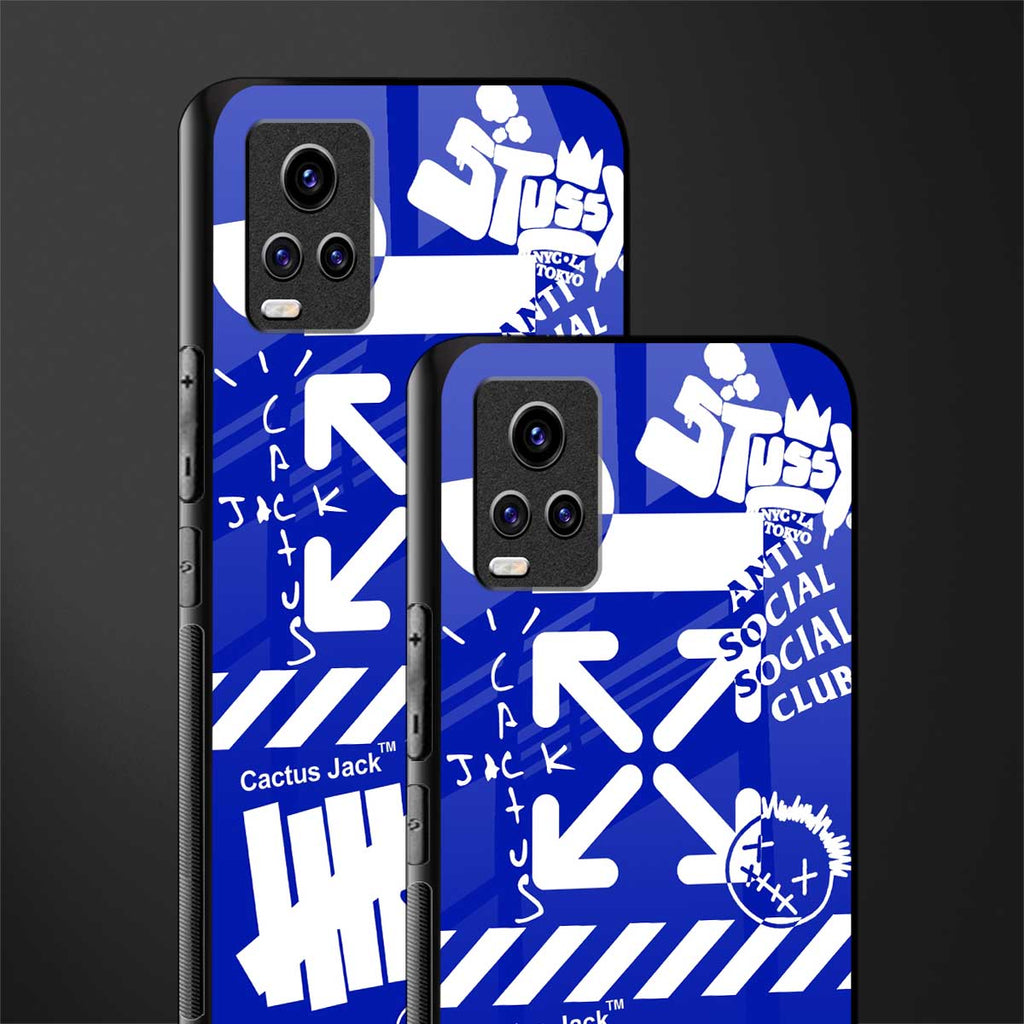 blue travis scott x anti social social club back phone cover | glass case for vivo y73