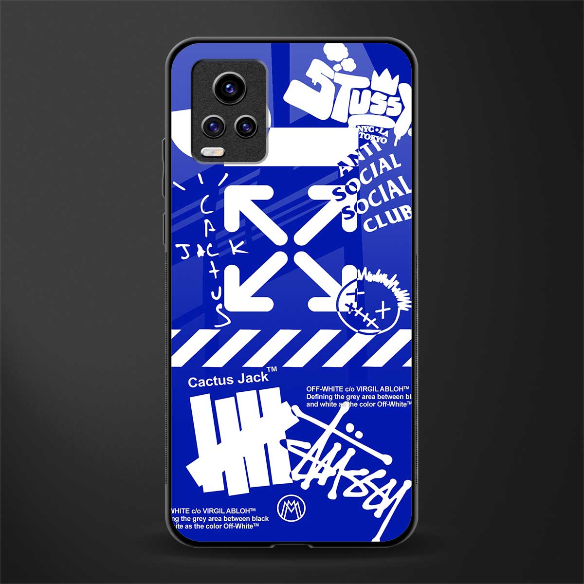 blue travis scott x anti social social club back phone cover | glass case for vivo y73