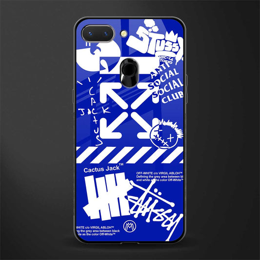 blue travis scott x anti social social club glass case for oppo a5 image