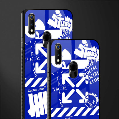 blue travis scott x anti social social club glass case for realme 3 pro image-2