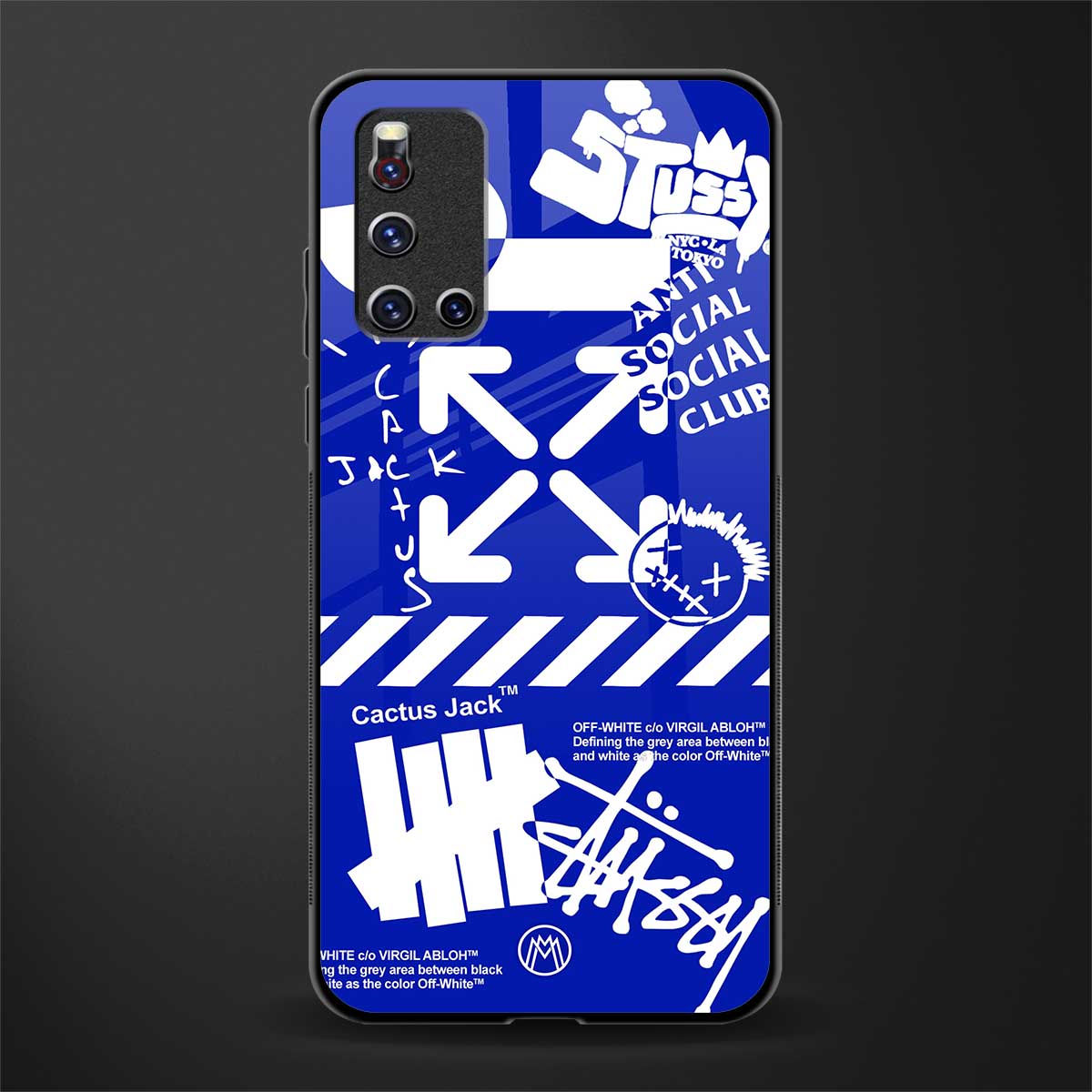 blue travis scott x anti social social club glass case for vivo v19 image