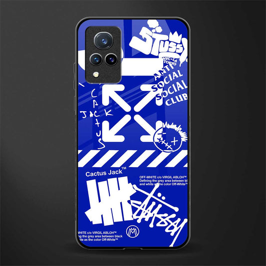 blue travis scott x anti social social club glass case for vivo v21 5g image