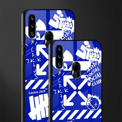 blue travis scott x anti social social club glass case for samsung galaxy a20s image-2