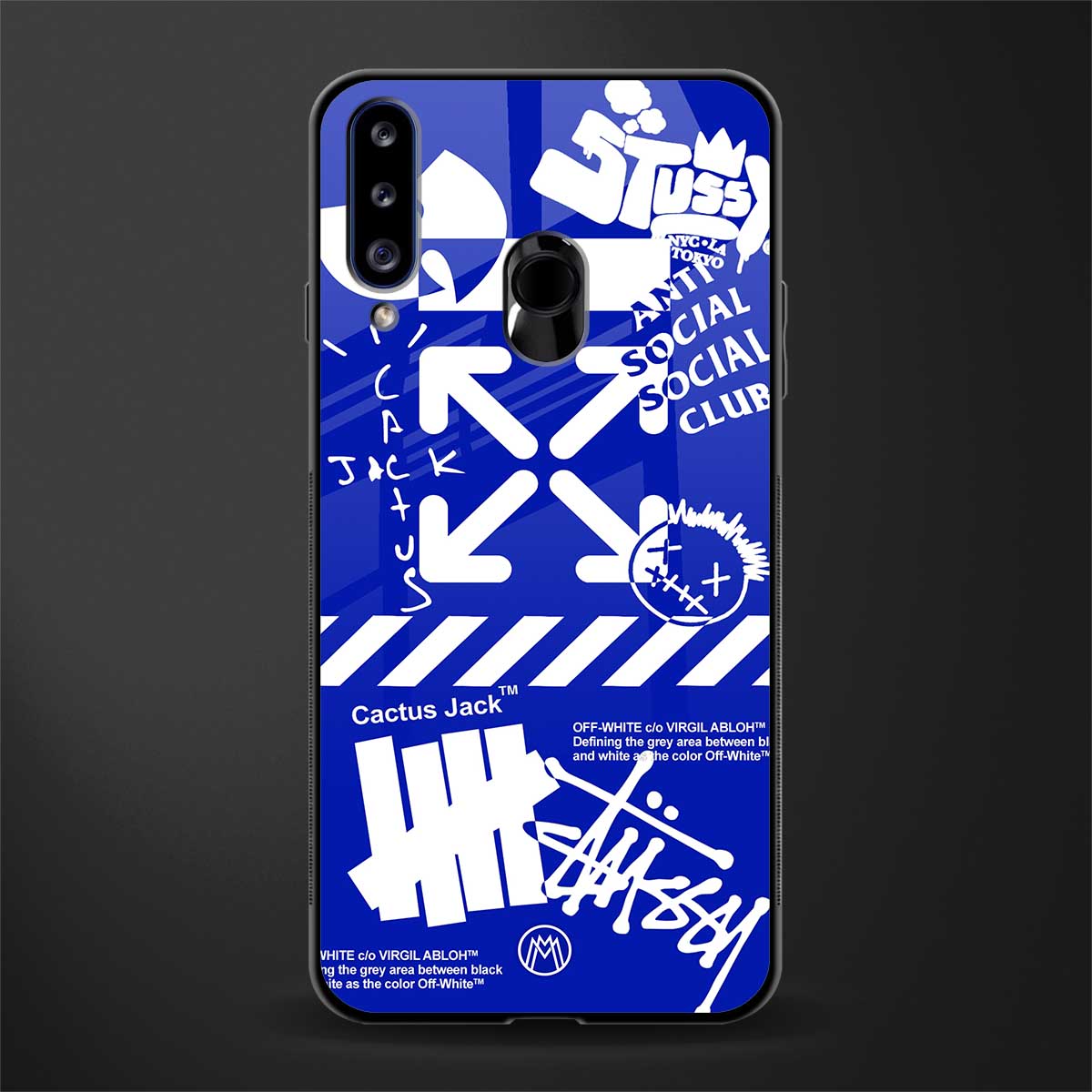 blue travis scott x anti social social club glass case for samsung galaxy a20s image