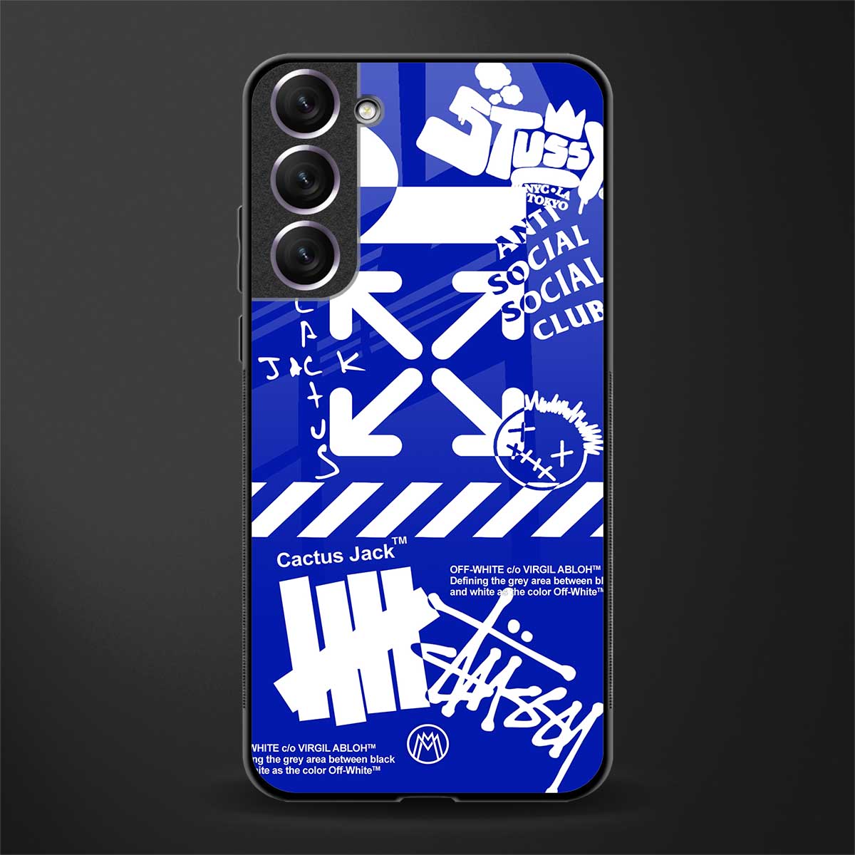 blue travis scott x anti social social club glass case for samsung galaxy s21 image