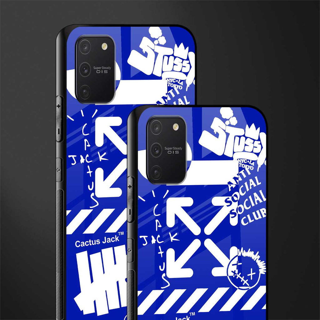 blue travis scott x anti social social club glass case for samsung galaxy s10 lite image-2