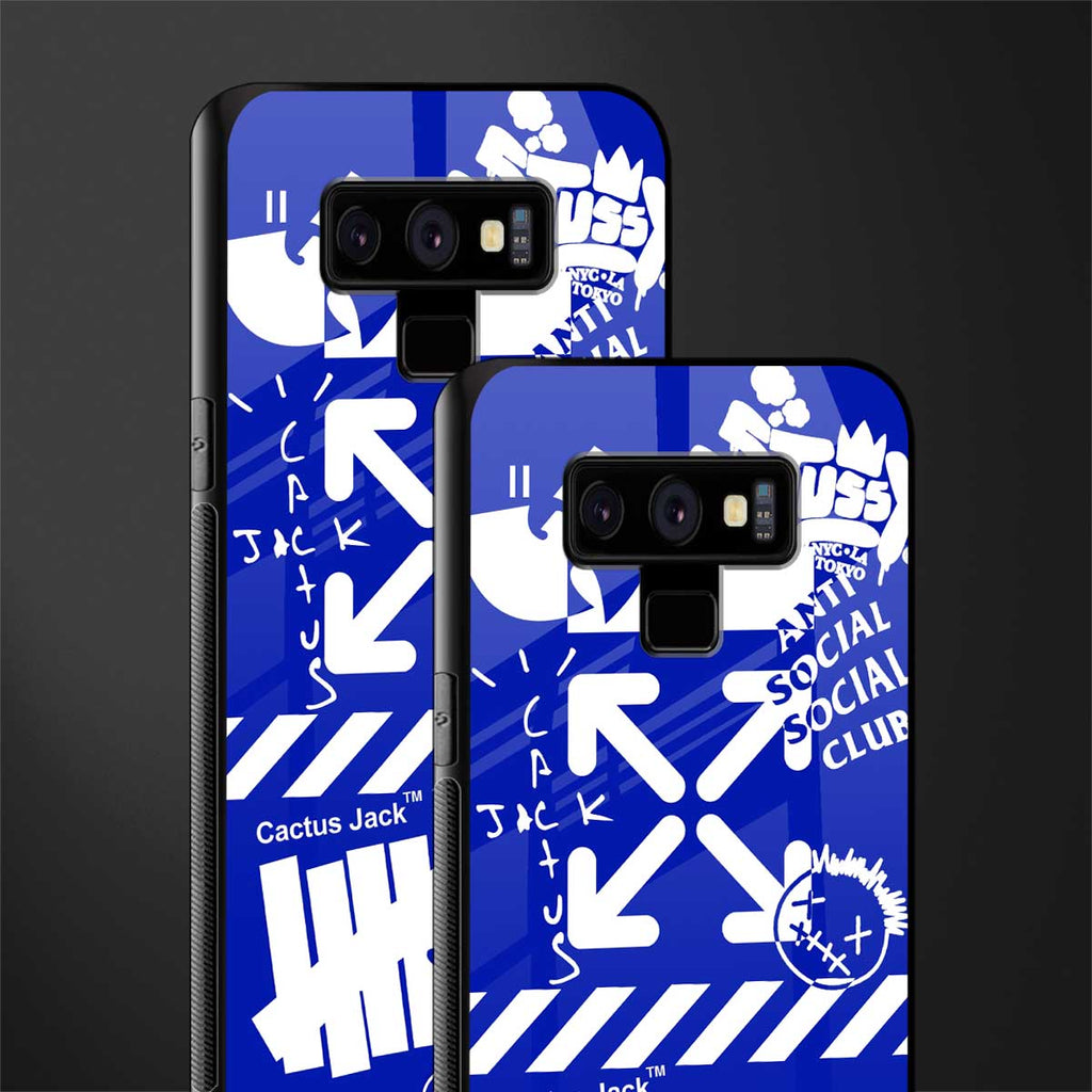 blue travis scott x anti social social club glass case for samsung galaxy note 9 image-2