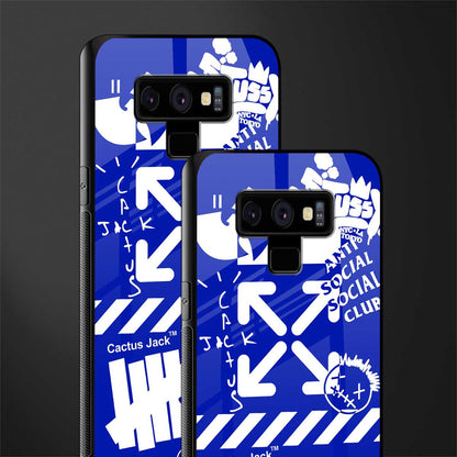blue travis scott x anti social social club glass case for samsung galaxy note 9 image-2