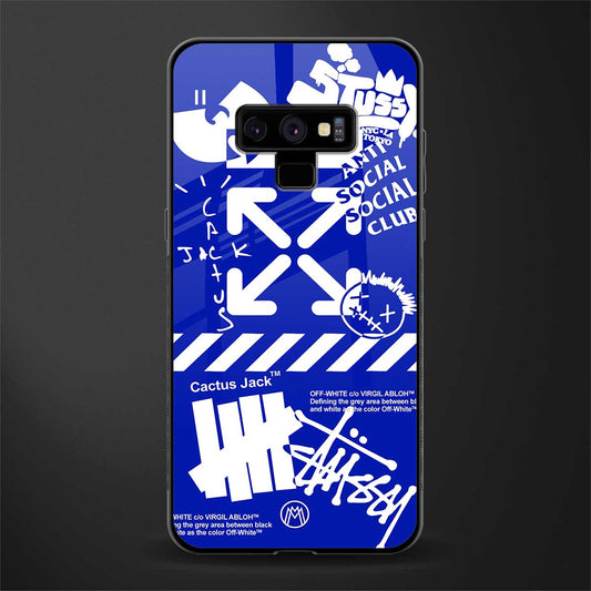 blue travis scott x anti social social club glass case for samsung galaxy note 9 image