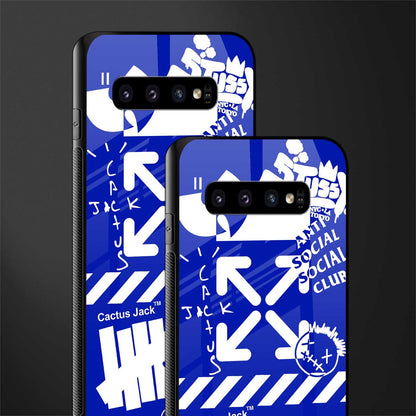 blue travis scott x anti social social club glass case for samsung galaxy s10 plus image-2