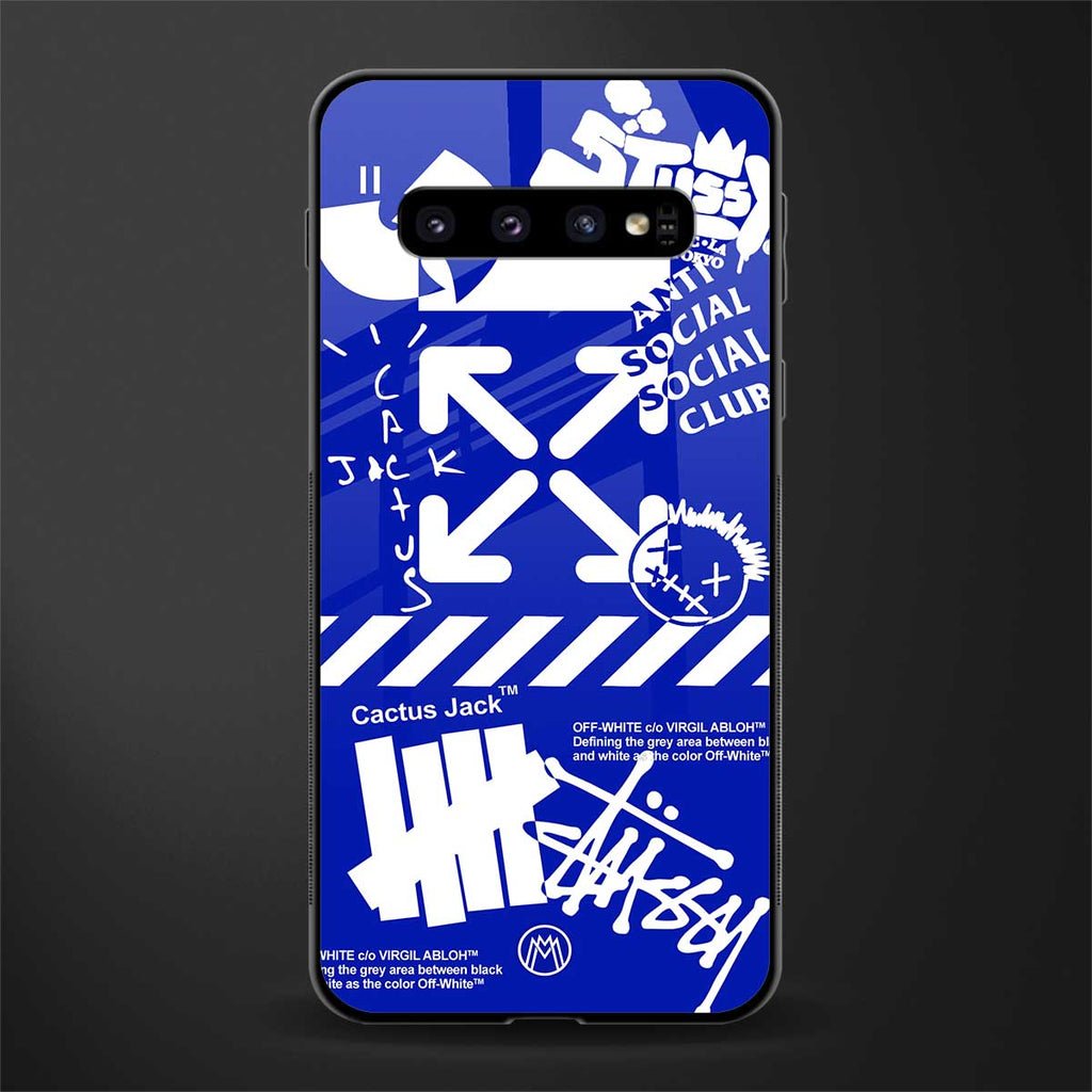 blue travis scott x anti social social club glass case for samsung galaxy s10 image