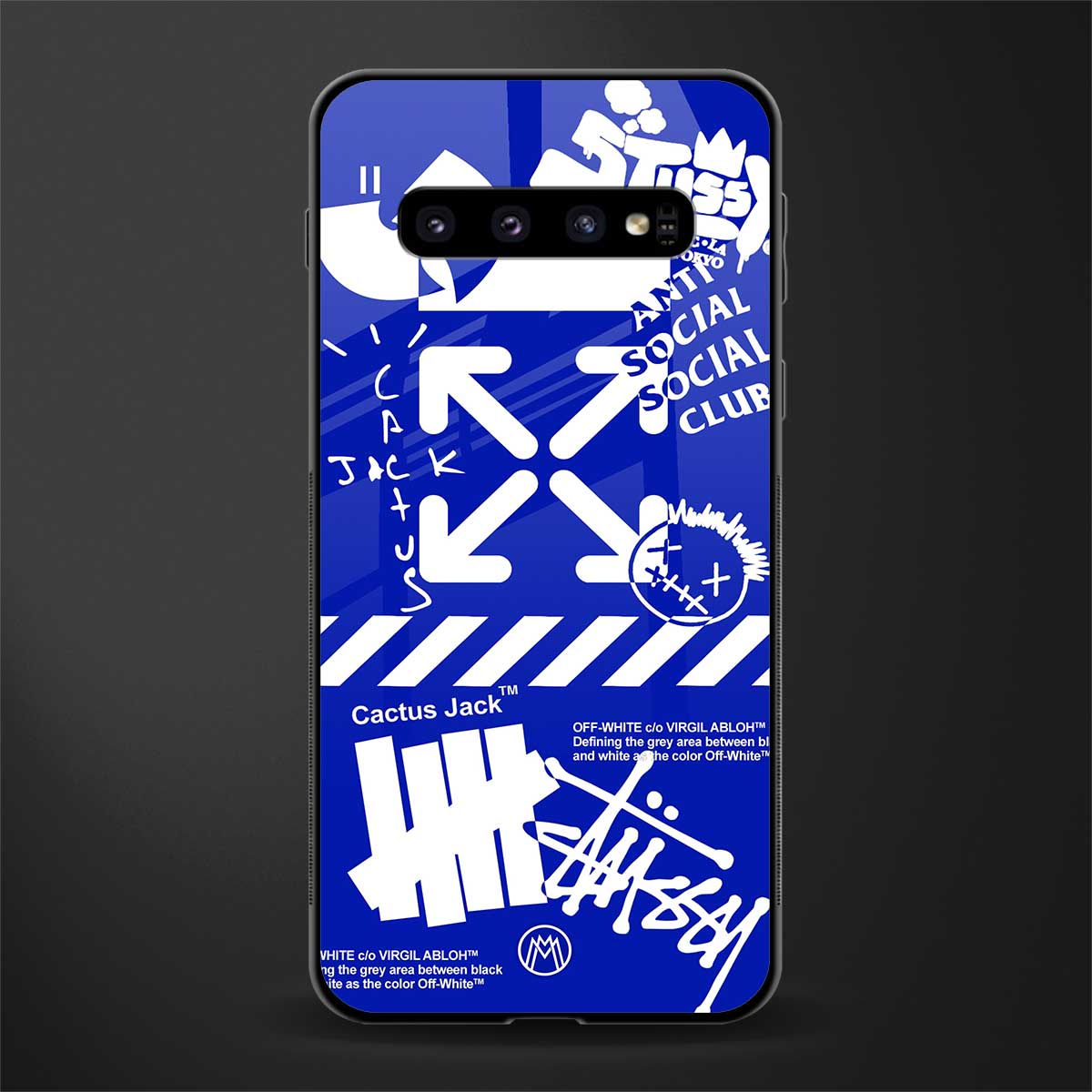 blue travis scott x anti social social club glass case for samsung galaxy s10 image
