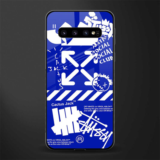 blue travis scott x anti social social club glass case for samsung galaxy s10 plus image