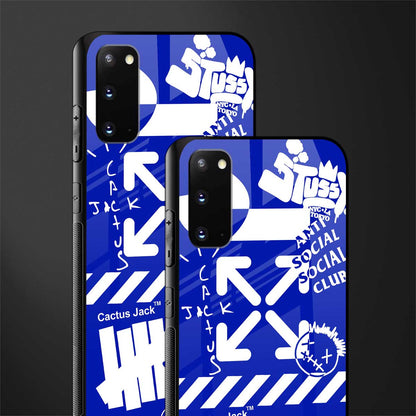 blue travis scott x anti social social club glass case for samsung galaxy s20 image-2