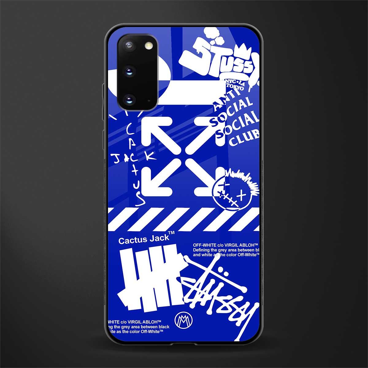 blue travis scott x anti social social club glass case for samsung galaxy s20 image