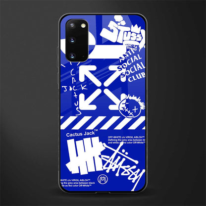 blue travis scott x anti social social club glass case for samsung galaxy s20 image